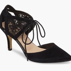 Bella Vita Black Kid Suede Demi Lace d’Orsay Pumps Heels NIB 8.5W Dress Shoe bow